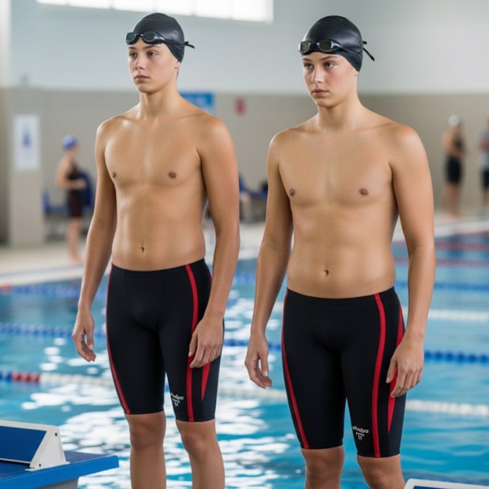 Michael Phelps TWO Competitive Swim Training Bathing Suits Jammers Size 12 Boy